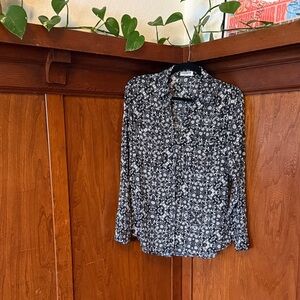 Express Black and White Floral Blouse